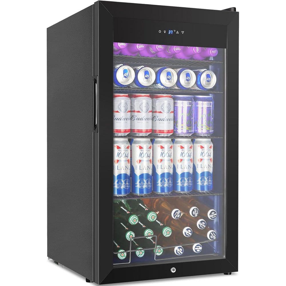 18 in. single zone 128-Cans Beverage Cooler in Black with Glass Door and 4 Removable Shelves for Drink Beer Soda Wine price history on PriceWatchPro