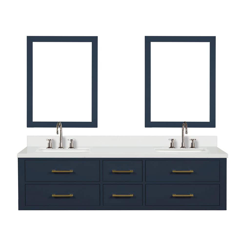 Sherman 72 in. W x 22 in. D Blue Double Bath Vanity with White Quartz Top, Faucet Set, and 34 in. Mirror price history on PriceWatchPro