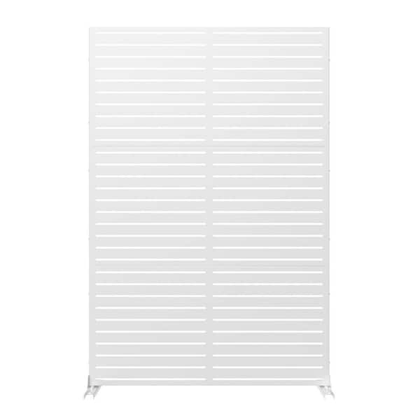 6 ft. x 4 ft. Privacy Fence Screen White Galvanized Metal for Garden Fence in Louvered Pattern