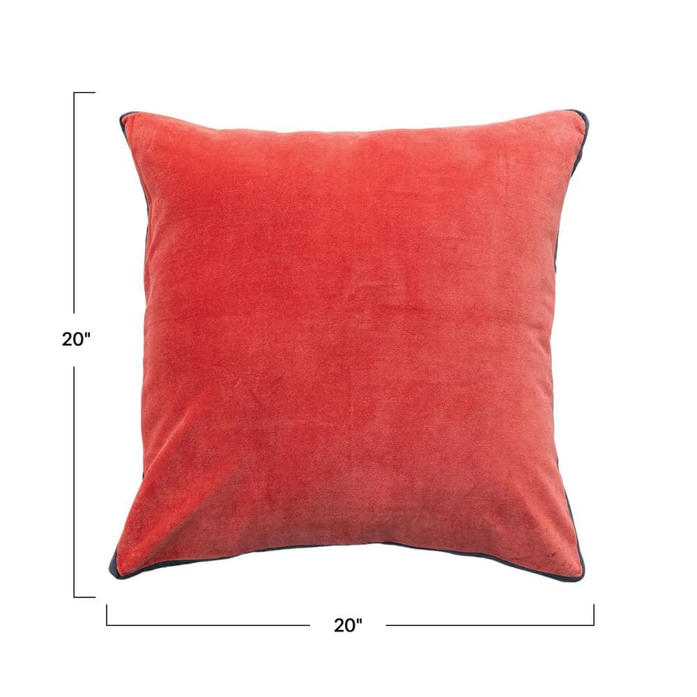 Berry and Navy Cotton Velvet Square Throw Pillow