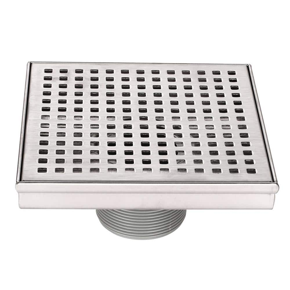 Design House 6 in. Square Shower Drain Modern Contemporary, Stainless Steel