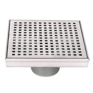 6 in. Square Shower Drain Modern Contemporary, Stainless Steel