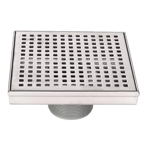 6 in. Square Shower Drain Modern Contemporary, Stainless Steel
