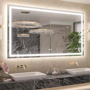 60 in. W x 36 in. H Rectangular Frameless with Frontlit & Backlit Anti-Fog LED Mirro Wall Mount Bathroom Vanity Mirror