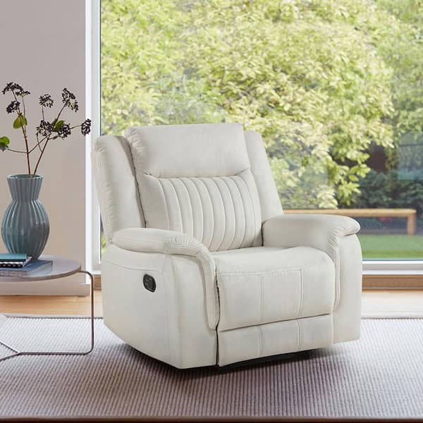 Lazzara Gabi Beige Microfiber Manual Recliner