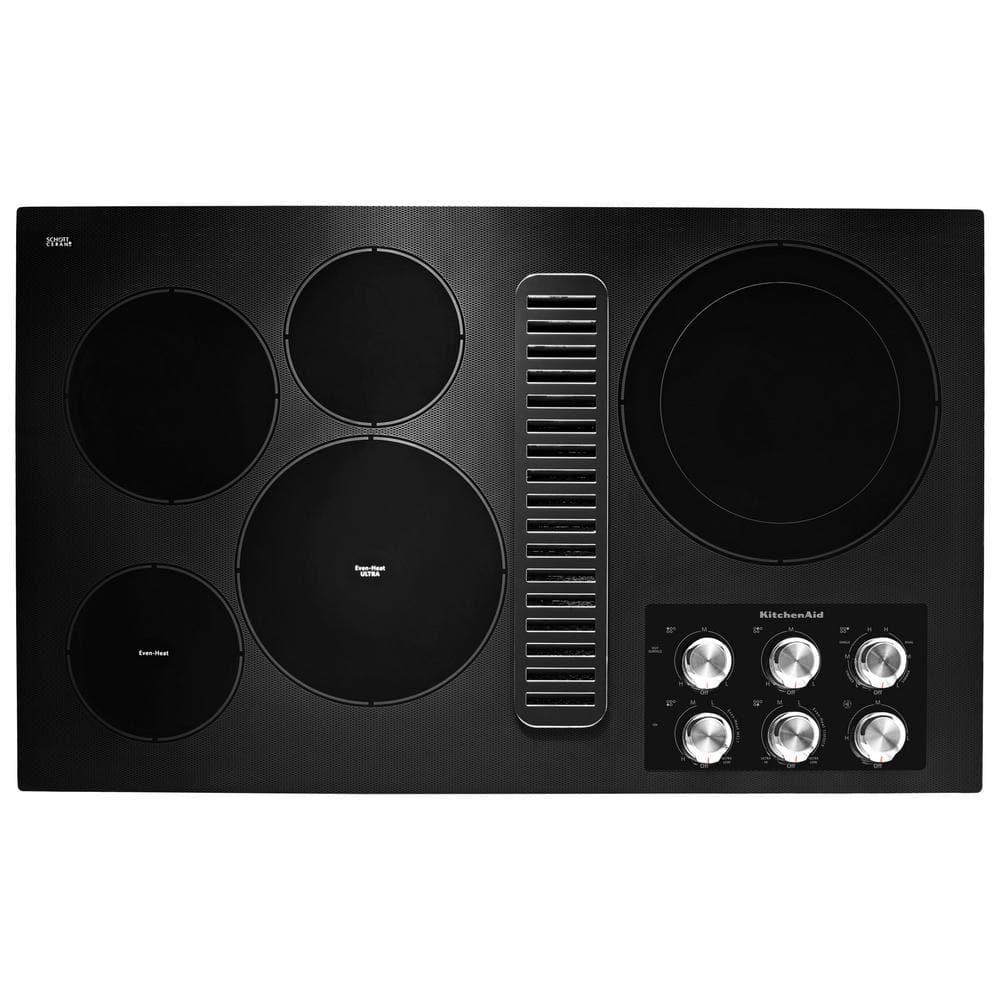 36 in. Radiant Electric Cooktop in Black with 5 Elements and Downdraft Ventilation