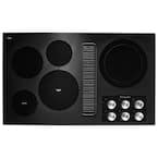 36 in. Radiant Electric Cooktop in Black with 5 Elements and Downdraft Ventilation