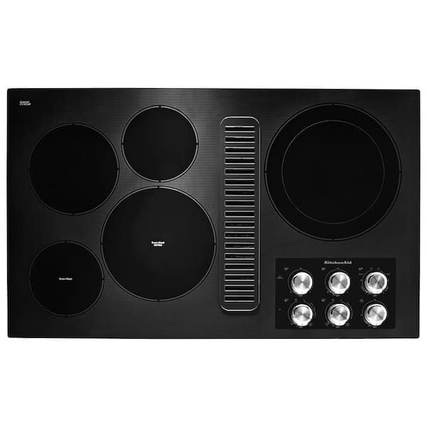 KitchenAid 36 Electric Cooktop with 5 Elements and Knob Controls - Black