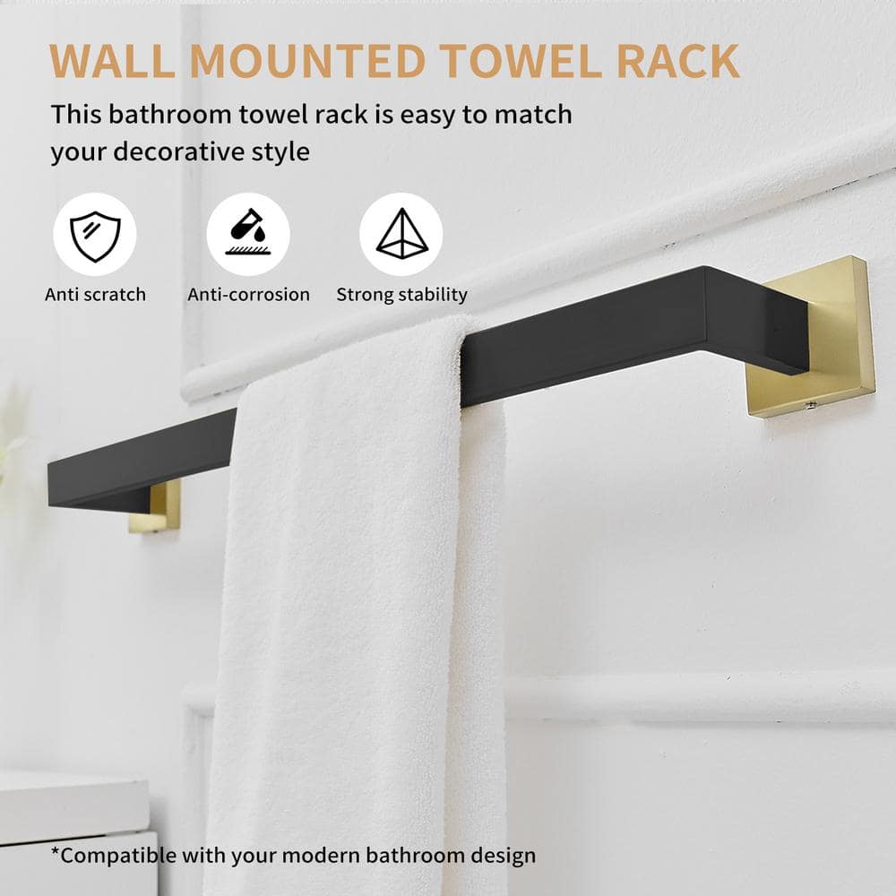 24-Inch Matte Black Stainless Steel Wall Mounted Towel Bar