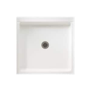42 in. L x 42 in. W Alcove Shower Pan Base with Center Drain in White