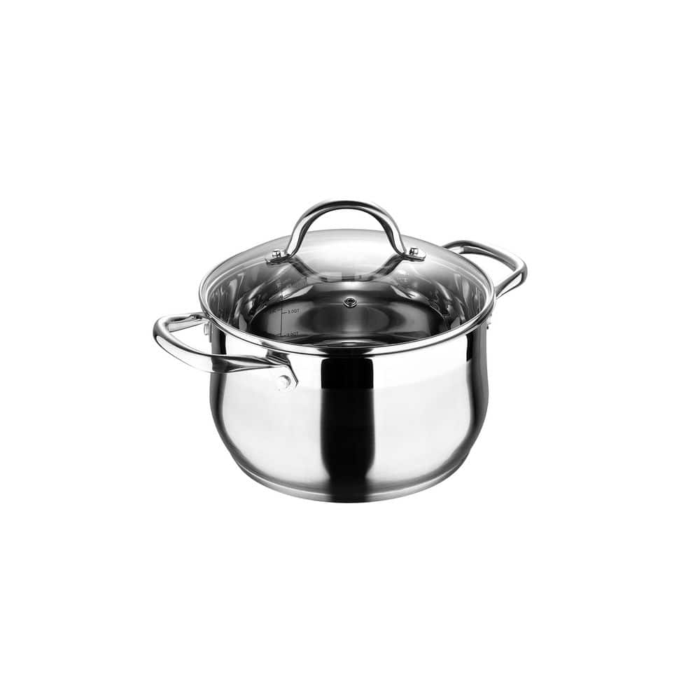 Gourmet by Bergner - 8 Qt Stainless Steel Dutch Oven with Vented Glass Lid,  8 Quarts, Polished