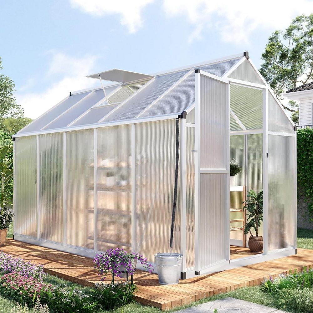 10 ft. x 6 ft. x 7 ft. Polycarbonate Greenhouse, Kuick-Setup Large Walk-in 