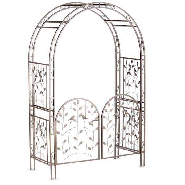 Evergreen Enterprises 84 in. x 54 in. Metal Leaves and Birds Arbor with ...