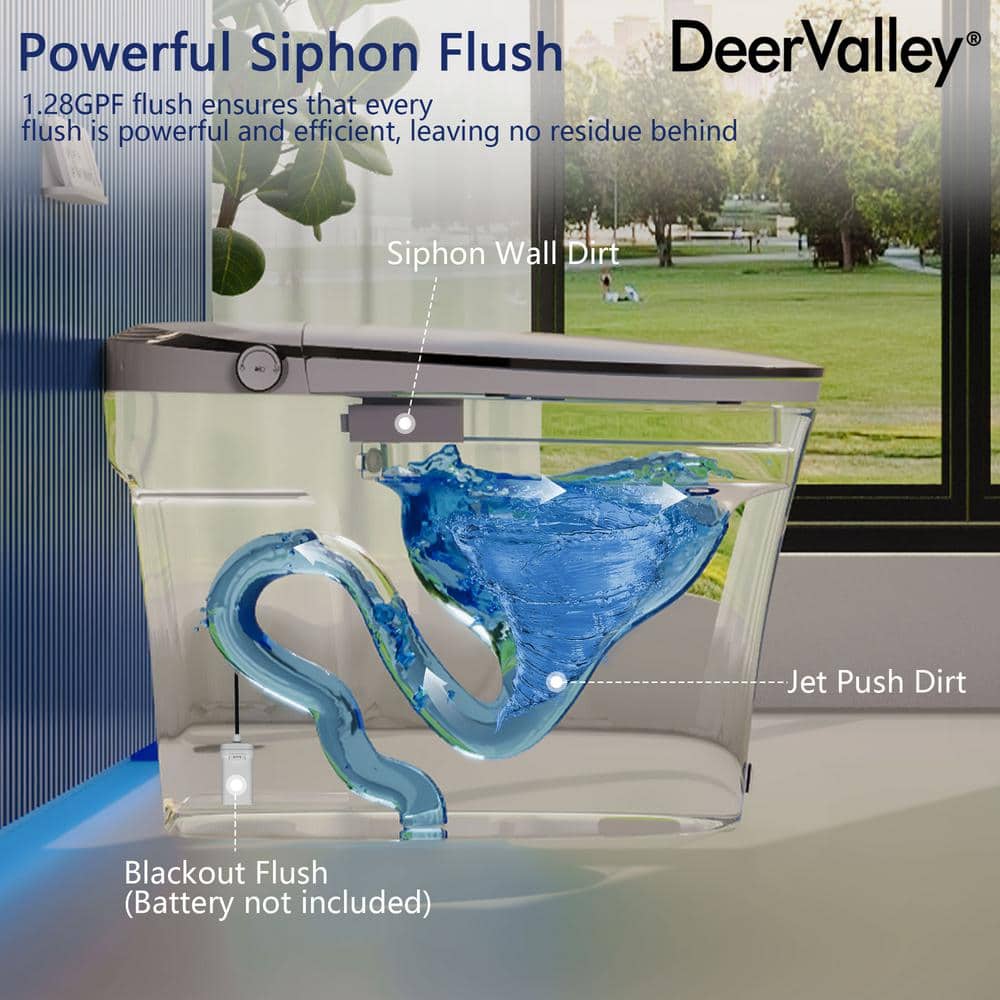 Elongated White High Efficiency Smart Bidet Toilet with Heated Seat