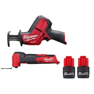 M12 FUEL 12V Lithium-Ion Brushless Cordless HACKZALL Reciprocating Saw & Multi-Tool w/(2) M12 CP 2.5 Ah Batteries
