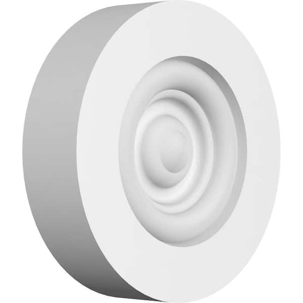 Ekena Millwork 1 in. x 4 in. x 4 in. PVC Standard Grayson Bullseye Rosette with Square Edge Moulding