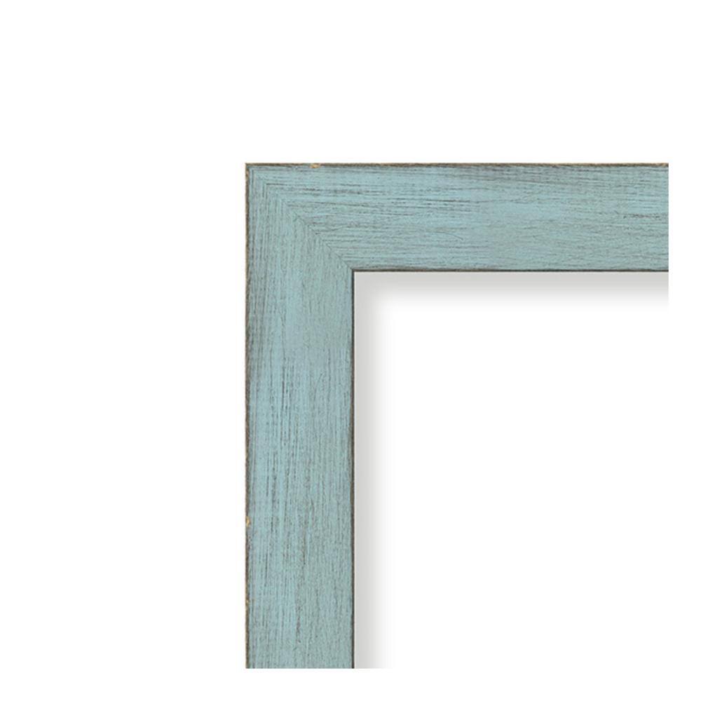 Medium Sky Blue Rustic Wood Beveled Wall Mirror