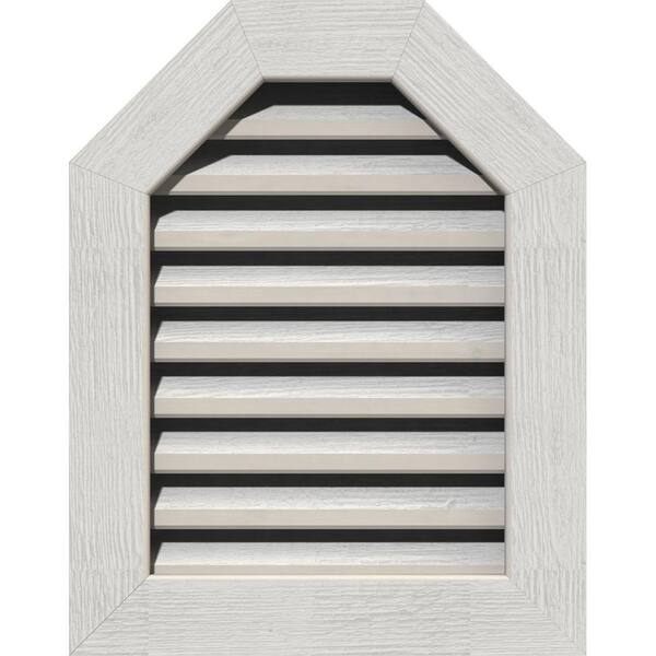 Ekena Millwork 17" x 17" Octagon Primed Rough Sawn Western Red Cedar Wood Gable Louver Vent Functional