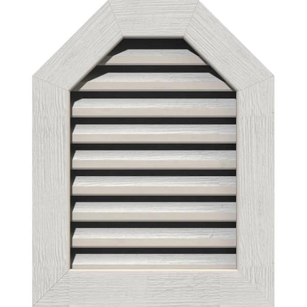 Ekena Millwork 23" x 27" Octagon Primed Rough Sawn Western Red Cedar Wood Paintable Gable Louver Vent Functional