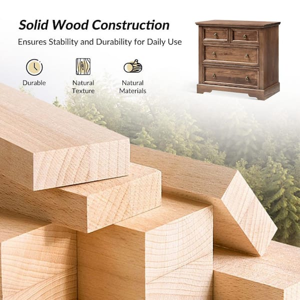 JAYDEN CREATION Ofelia Walnut 28 in. W 4-Drawer Solid Wood