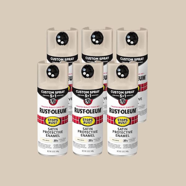 12 oz. Custom Spray 5-in-1 Satin Shell White Spray Paint (Case of 6)
