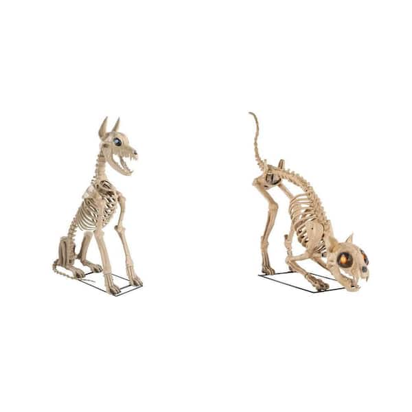 5 ft. Grave and Bones Skelly's Sitting Dog H22 with LifeEyes™ LCD Eyes and 5 ft. LED Skelly's Cat H21 Combo