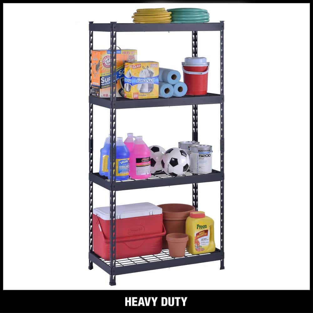 4-Shelf Steel Heavy-Duty Garage Storage Shelving Unit in Black (36 in. W x 