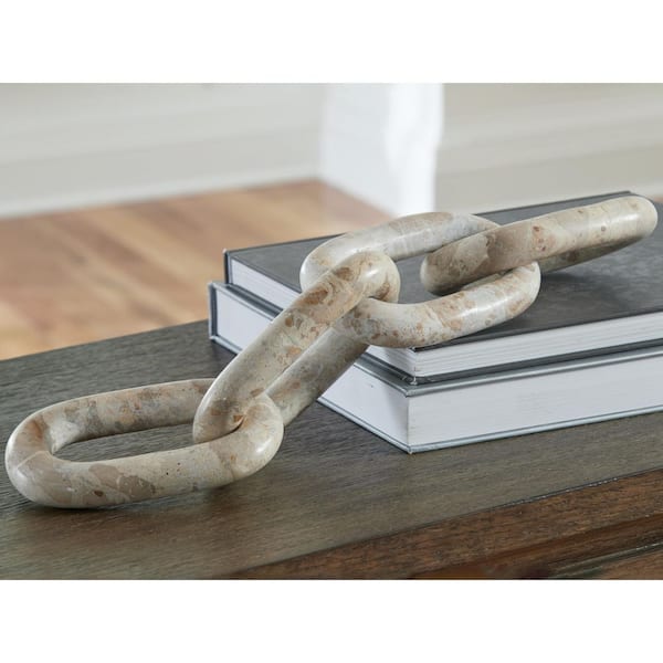 Kenport Beige 20 in. x 1 in. Interlock Chain Stone Sculpture