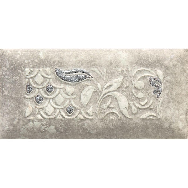 Daltile Del Monoco Leona Grigio 3-1/4 in. x 6-1/2 in. Porcelain Decorative Border Floor and Wall Tile