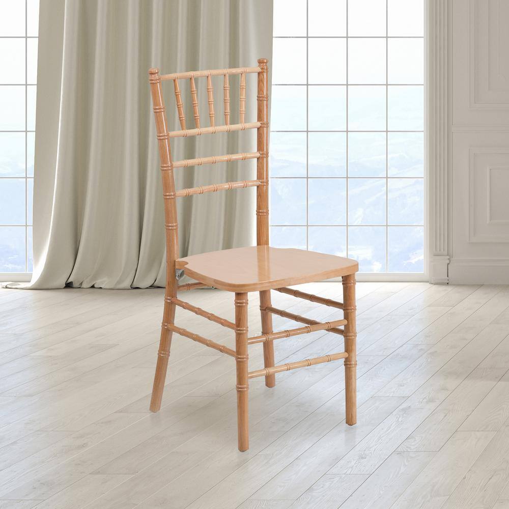 Natural Wood Chiavari Side Chair with Beige Slat Back