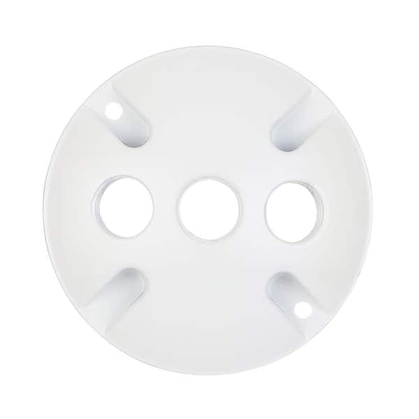 Commercial Electric - 4 in. Round Metallic Weatherproof Cover with (3) 1/2 in. Holes, White