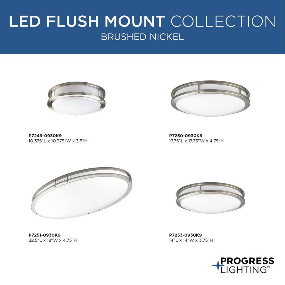 Brushed Nickel 18" LED Modern Close-to-Ceiling Light with White Acrylic Diffuser