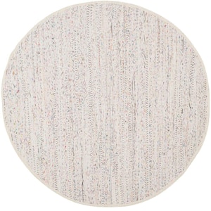 Rag Rug Ivory/Multi 8 ft. x 8 ft. Round Striped Area Rug