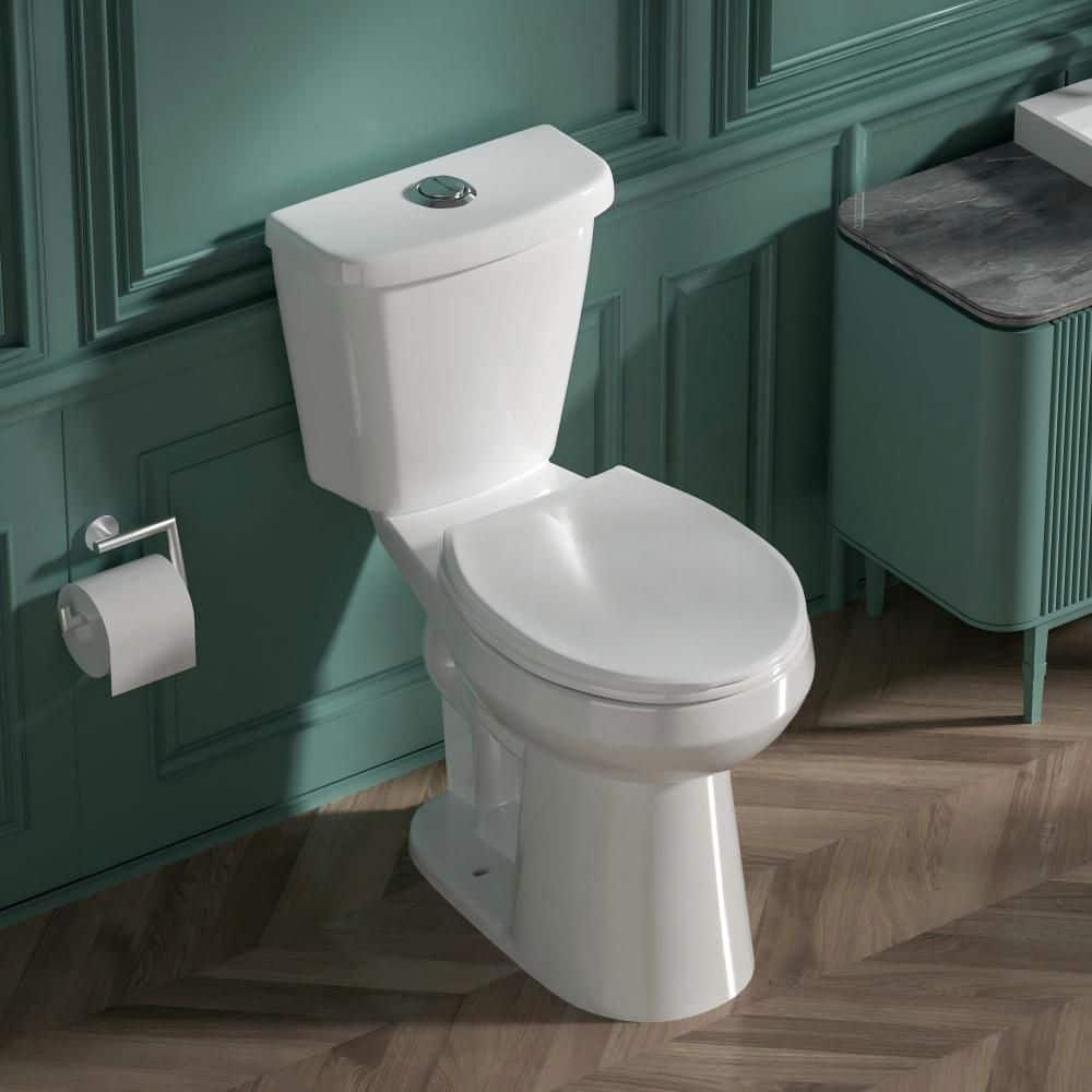 20 in. ADA Height Toilet 2-Piece 1.1/1.6 GPF Dual Flush Round Heightened Toilet in White Soft-Close Seat 12 in. Rough In price history on PriceWatchPro