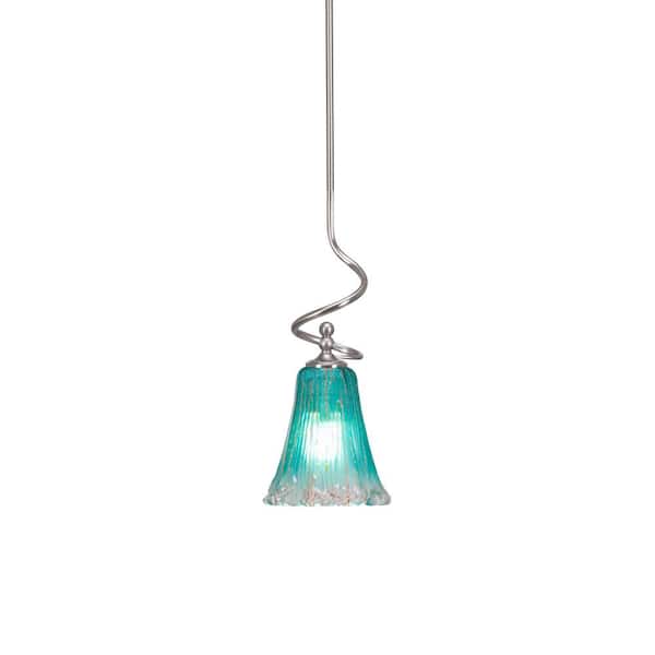 Unbranded Royale 100 W 1-Light Brushed Nickel Standard Mini Pendant Light with Glass Shade
