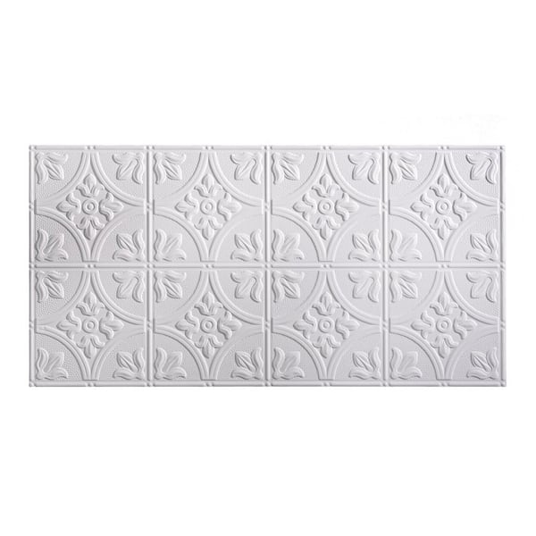Fasade Traditional Style #2 2 ft. x 4 ft. Glue-Up PVC Ceiling Tile in Matte White