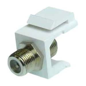 F-Type Silver F/F Feed-Through Snap-In Keystone Jack Insert -White