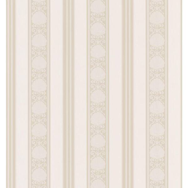 Brewster Shell Stripe Neutral Wallpaper Sample