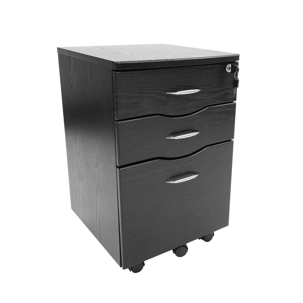 Espresso 3-Drawer Lockable Mobile Filing Cabinet