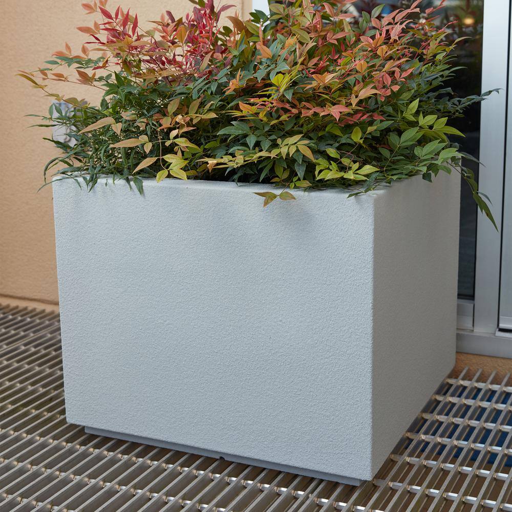 Gray Granite Square Polymer Outdoor Planter Box