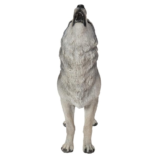 Hi Line Gift Standing Howling Grey Wolf, Howling Wolf Outdoor Statue