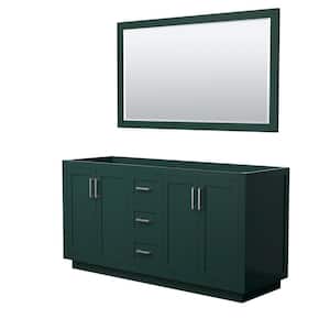 Miranda 65.25 in. W x 21.75 in. D x 33 in. H Double Sink Bath Vanity Cabinet without Top in Green with 58 in. Mirror