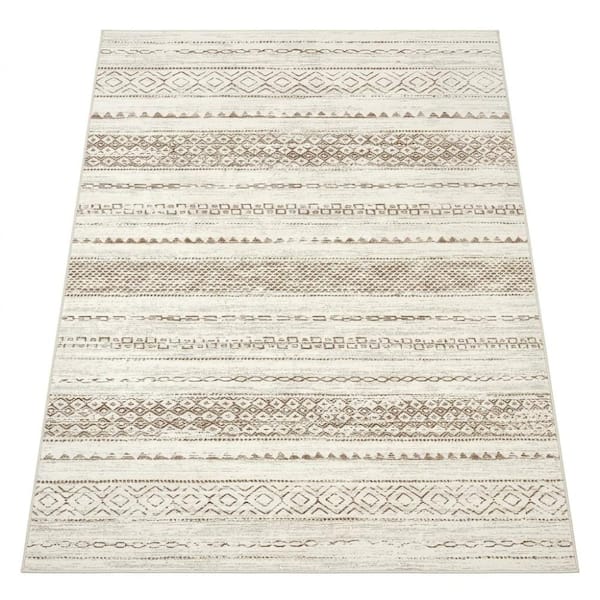 5'x7' Washable Boho Moroccan Area Rug, Brown Farmhouse Indoor Carpet