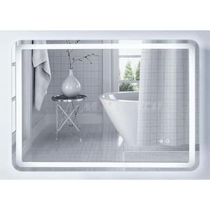 27.5 in. W x 35.4 in. H Rectangular Frameless Anti-Fog Wall Horizontal/Vertical Bathroom Vanity Mirror in Silver