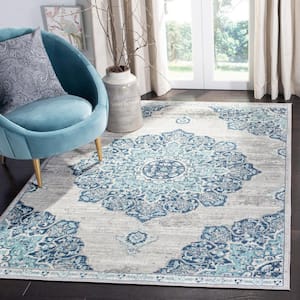 Brentwood Navy/Light Gray 3 ft. x 3 ft. Square Geometric Area Rug
