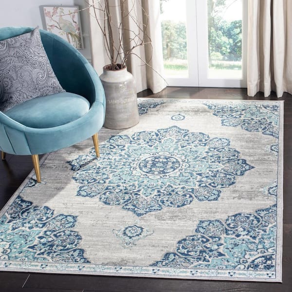 Brentwood Navy/Light Gray 6 ft. x 9 ft. Geometric Area Rug