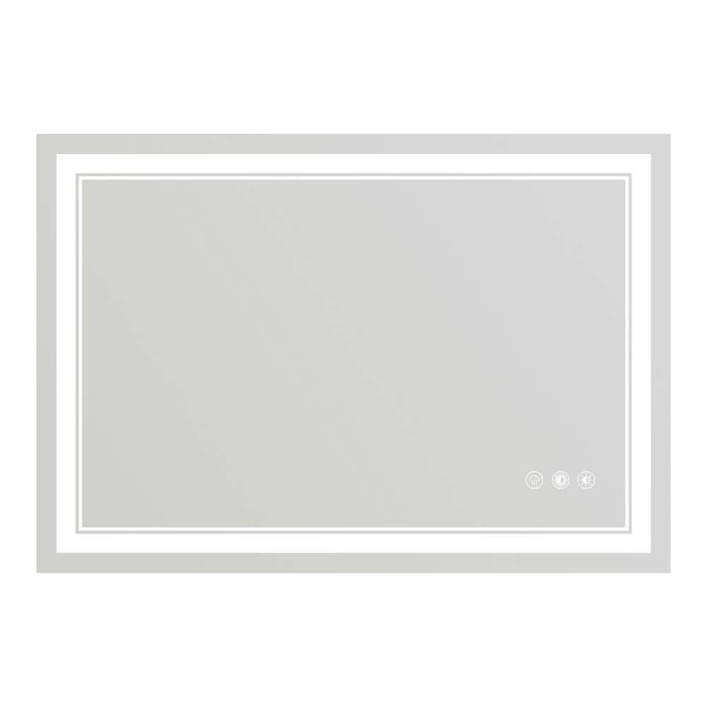 White 40 in. W x 24 in. H Modern Rectangle LED Wall Mirror w/Adjustable Col