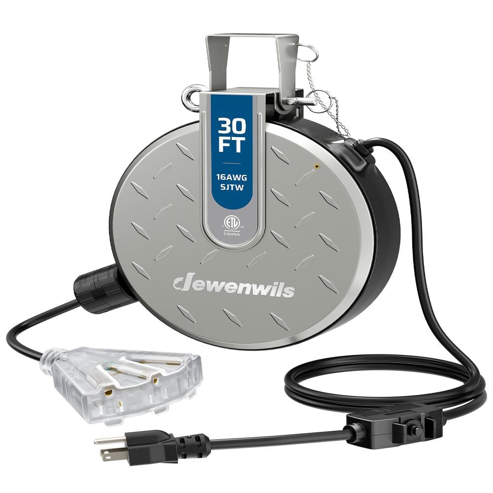 30 ft. 16/3 Retractable Extension Cord Reel, 10A/125V, Wall/Ceiling Mount, 3 Grounded Outlets, Circuit Breaker Protectio price history on PriceWatchPro