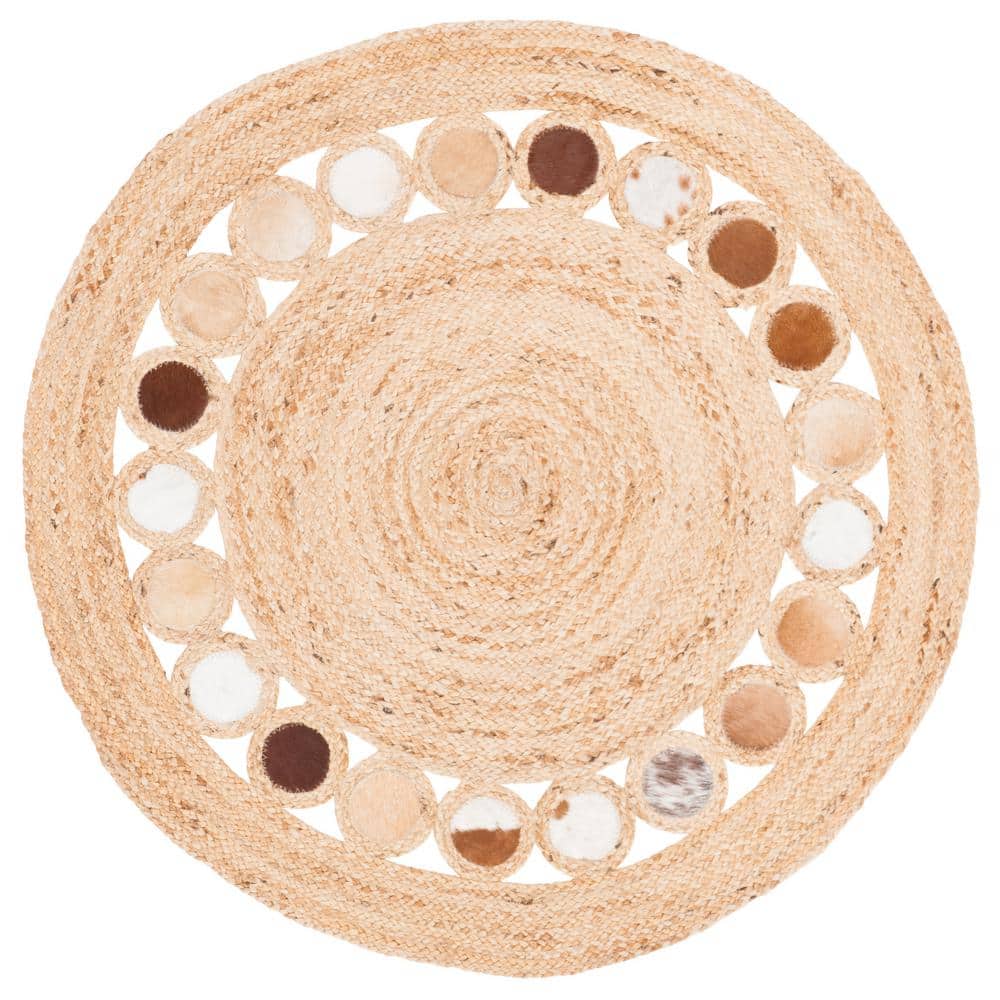 Natural Fiber Beige/Brown Doormat 3 ft. x 3 ft. Round Solid Area Rug price history on PriceWatchPro