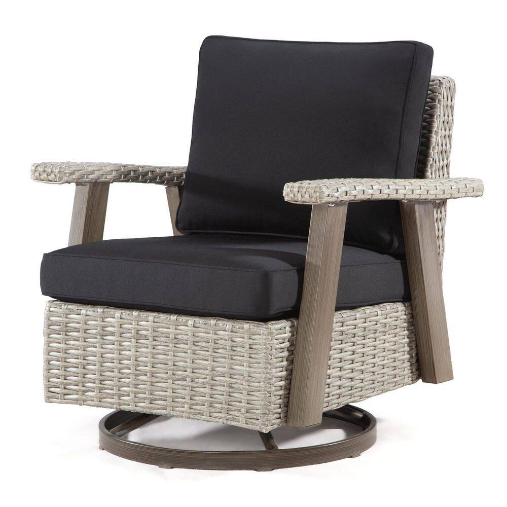 Wicker Swivel Outdoor Lounge Chair with Black Cushions price history on PriceWatchPro